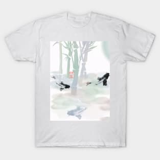 Bamboo and chinese koi carp watercolour sumie T-Shirt